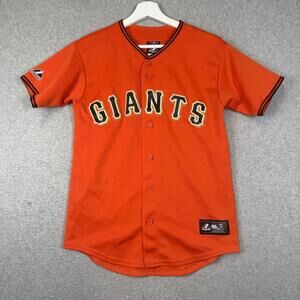 Majestic Men's Size Small Orange San Francisco Giants Button Down Jersey
